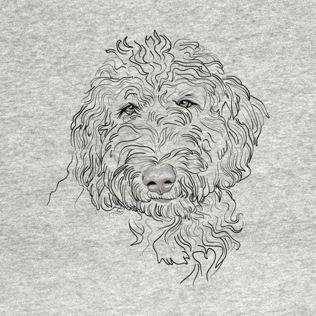 Goldendoodle Dog Sketch Drawing Tee by TeeTrendz